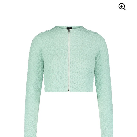AleezeParis Textured Jiffy Pop Cardigan in Tiffany - Picture 1 of 5